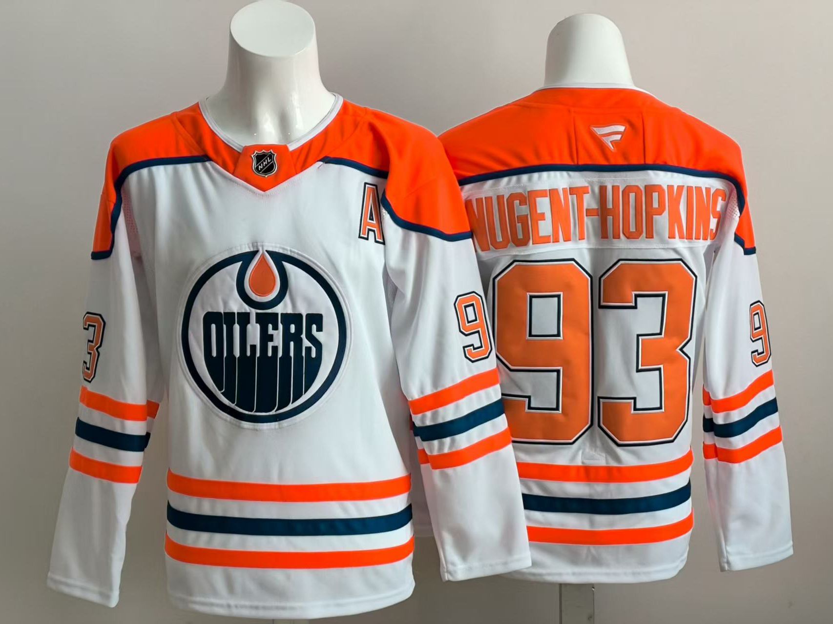Men 2025 Edmonton Oilers #93 Nugent-Hopkins White Throwback NHL Jersey style 01